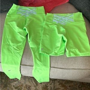 Fabletics Lime Green Boost Leggings, shirt and long